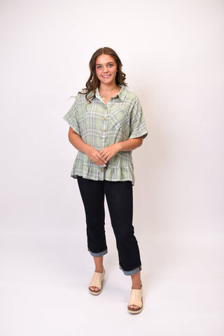Farmhouse Ruffle Plaid Blouse - Shop Rust & Ruffles