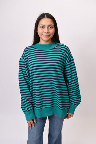 Feel Good Stripe Pullover - Emerald - Shop Rust & Ruffles