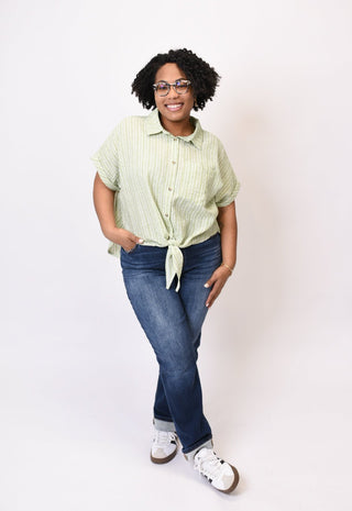 Fresh Air Striped Top in Sage - Shop Rust & Ruffles