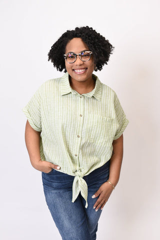 Fresh Air Striped Top in Sage - Shop Rust & Ruffles