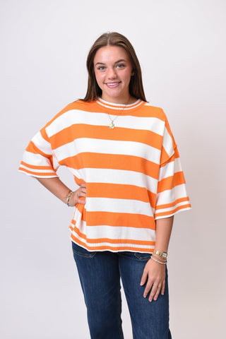 Gameday Stripe Knit Oversized Top - Shop Rust & Ruffles