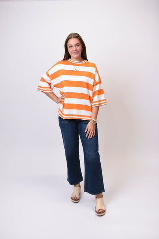 Gameday Stripe Knit Oversized Top - Shop Rust & Ruffles
