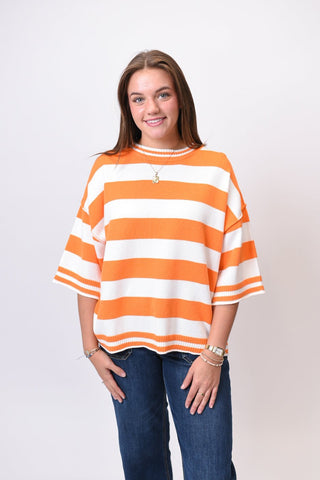 Gameday Stripe Knit Oversized Top - Shop Rust & Ruffles