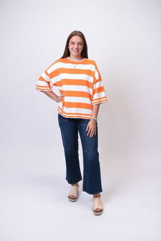 Gameday Stripe Knit Oversized Top - Shop Rust & Ruffles