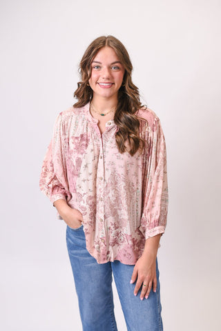 Garden Whisper Blouse in Blush - Shop Rust & Ruffles