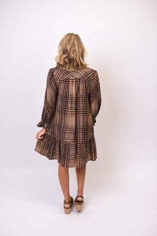 Gather Around Plaid Mini Dress - Shop Rust & Ruffles