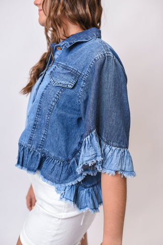 Gentle Moments Cropped Denim Jacket - Shop Rust & Ruffles