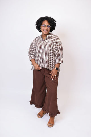 Gingham Getaway Ruffle Blouse - Shop Rust & Ruffles