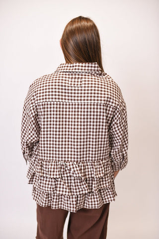 Gingham Getaway Ruffle Blouse - Shop Rust & Ruffles