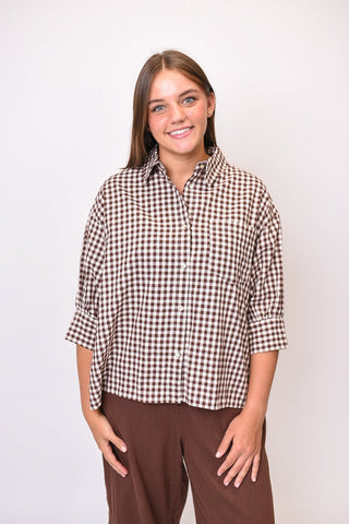 Gingham Getaway Ruffle Blouse - Shop Rust & Ruffles