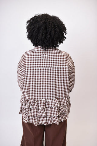 Gingham Getaway Ruffle Blouse - Shop Rust & Ruffles