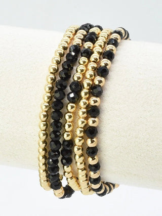 Glass Beaded Bracelet Stack - Black - Shop Rust & Ruffles