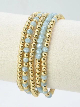 Glass Beaded Bracelet Stack - Blue - Shop Rust & Ruffles