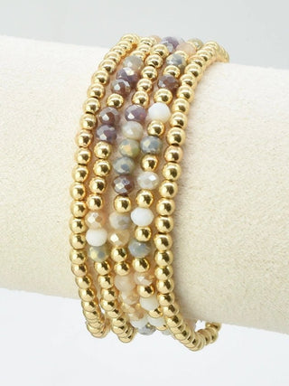 Glass Beaded Bracelet Stack - Neutral - Shop Rust & Ruffles