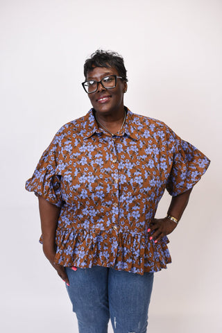 Golden Hibiscus Blouse in Curvy - Shop Rust & Ruffles