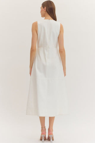 Hit The Town Denim Midi in White - Shop Rust & Ruffles