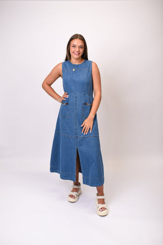 Hit The Town Denim Midi - Shop Rust & Ruffles