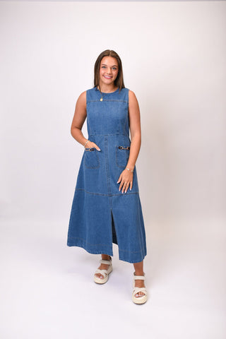 Hit The Town Denim Midi - Shop Rust & Ruffles