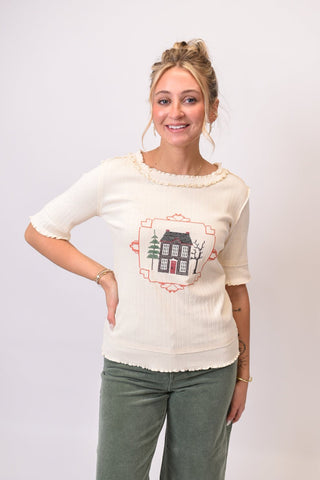 Home Sweet Home Embroidered Top - Shop Rust & Ruffles
