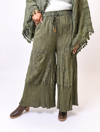 Homestead Lace Tiered Pants in Basil - Shop Rust & Ruffles