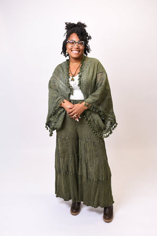 Homestead Lace Tiered Pants in Basil - Shop Rust & Ruffles