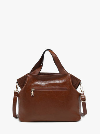 Isabella Glossy Expandable Satchel: Brown - Shop Rust & Ruffles