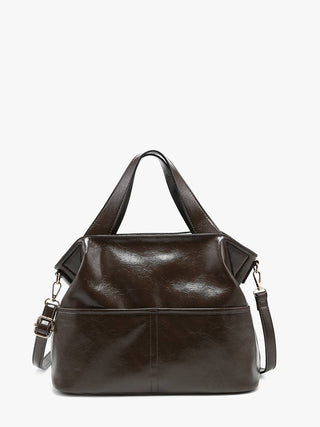Isabella Glossy Expandable Satchel: Chocolate - Shop Rust & Ruffles
