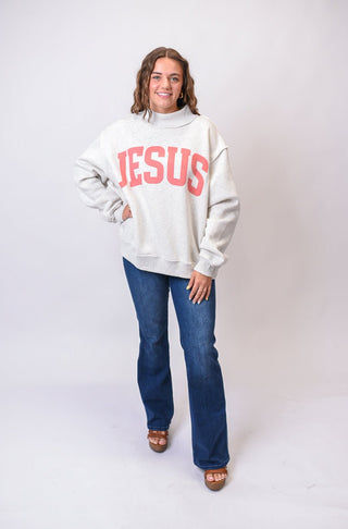 Jesus/God Is Good Sweatshirt in Coral - Shop Rust & Ruffles