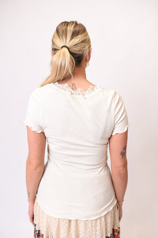 Lace Darling Top in Oatmeal - Shop Rust & Ruffles