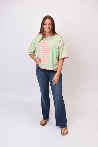 Laid Back Stripe Top in Mint - Shop Rust & Ruffles