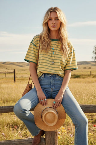 Laid Back Stripe Top in Yellow - Shop Rust & Ruffles
