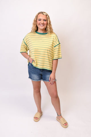 Laid Back Stripe Top in Yellow - Shop Rust & Ruffles