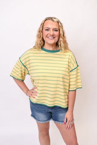 Laid Back Stripe Top in Yellow - Shop Rust & Ruffles
