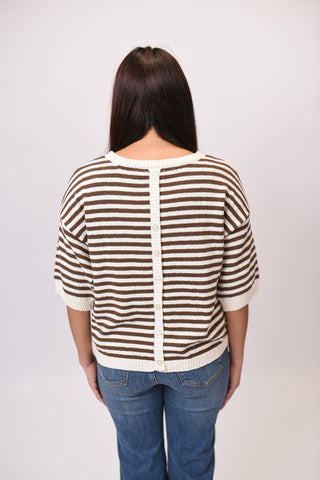 Lazy Afternoon Striped Top in Brown/White - Shop Rust & Ruffles