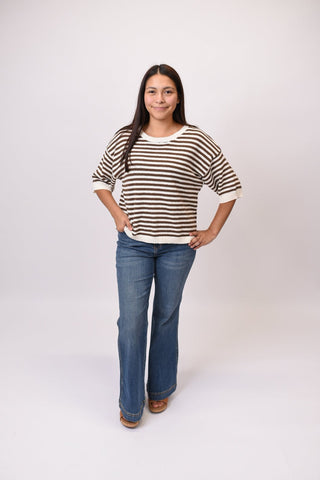 Lazy Afternoon Striped Top in Brown/White - Shop Rust & Ruffles