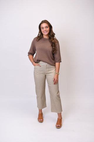 Maple Lane Gingham Barrel Pants in Taupe - Shop Rust & Ruffles