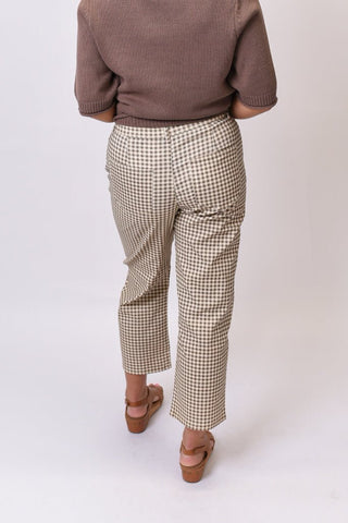 Maple Lane Gingham Barrel Pants in Taupe - Shop Rust & Ruffles