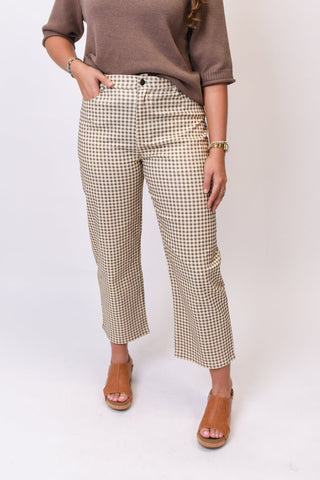 Maple Lane Gingham Barrel Pants in Taupe - Shop Rust & Ruffles