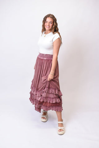 Meadow Drift Tiered Skirt in Red - Shop Rust & Ruffles