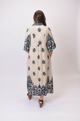Medallion Black Border Midi Dress - Shop Rust & Ruffles