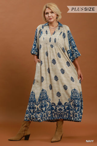 Medallion Border Midi Dress in Curvy - Shop Rust & Ruffles