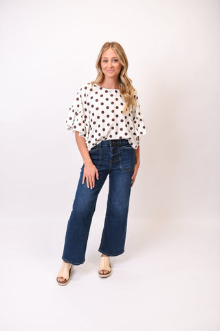 Midday Stroll Polka Dot Blouse - Chocolate - Shop Rust & Ruffles