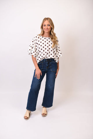 Midday Stroll Polka Dot Blouse - Chocolate - Shop Rust & Ruffles
