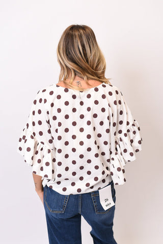 Midday Stroll Polka Dot Blouse - Chocolate - Shop Rust & Ruffles