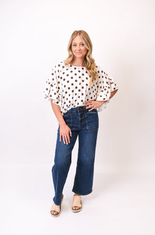 Midday Stroll Polka Dot Blouse - Chocolate - Shop Rust & Ruffles