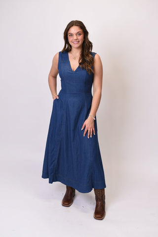Midtown Denim Midi Dress - Shop Rust & Ruffles