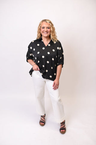 Moonlit Polka Dot Blouse - Shop Rust & Ruffles