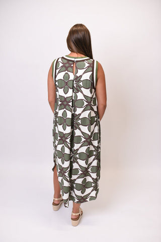 Mosaic Sun Midi Dress in Olive - Shop Rust & Ruffles