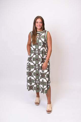 Mosaic Sun Midi Dress in Olive - Shop Rust & Ruffles