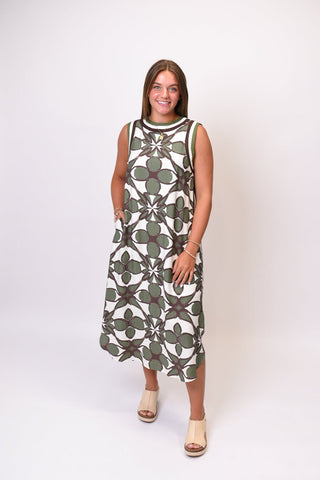 Mosaic Sun Midi Dress in Olive - Shop Rust & Ruffles
